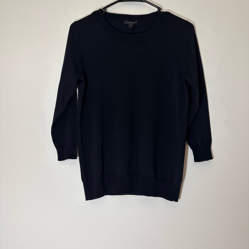 J.Crew 100% Merino Wool pull over crew neck long sleeve top black size M P